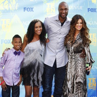 Lamar Odom Jr., Destiny Odom, Lamar Odom, Khloe Kardashian in 2011 Teen Choice Awards