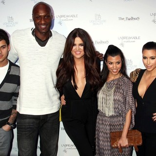 Rob Kardashian, Lamar Odom, Khloe Kardashian, Kourtney Kardashian, Kim Kardashian in The Launch of Lamar Odom and Khloe Kardashian's New Fragrance Unbreakable