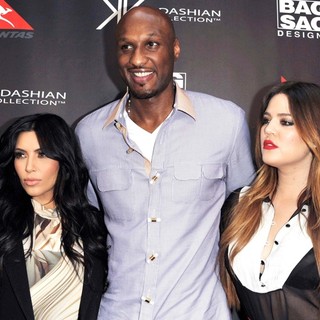 Kim Kardashian, Lamar Odom, Khloe Kardashian in Kardashian Kollection Handbag Launch at Hugo's