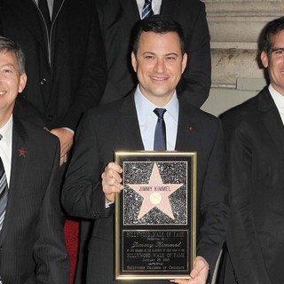 Leron Gubler, Jimmy Kimmel, Eric Garcetti in Jimmy Kimmel Honored with A Star on The Hollywood Walk of Fame