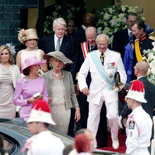 Queen Silvia, King Carl XVI Gustaf in Religious Ceremony of The Royal Wedding of Prince Albert II of Monaco to Charlene Wittstock