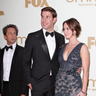 Brian Grazer, John Krasinski, Emily Blunt in The 63rd Primetime Emmy Awards - Arrivals