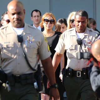 Lindsay Lohan in Lindsay Lohan Is Seen Leaving A Los Angeles Court for Her Car Crash Case Pretrial Hearing