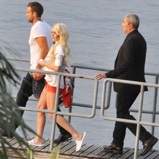 Lindsay Lohan in Lindsay Lohan Takes Part in A Photoshoot for German Brand Philipp Plein on Lake Como