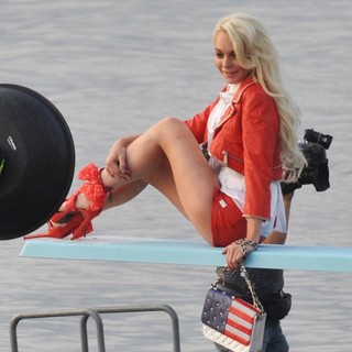 Lindsay Lohan in Lindsay Lohan Takes Part in A Photoshoot for German Brand Philipp Plein on Lake Como