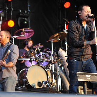 Dave Farrell, Rob Bourdon, Chester Bennington, Linkin Park in Linkin Park Performing at Maxidrom Music Festival