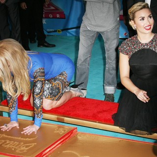 Britney Spears, Demi Lovato in The X Factor Season Two Premiere Screening and Handprint Ceremony