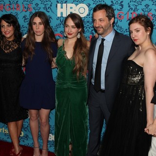 Ilene S. Landress, Jennifer Konner, Zosia Mamet, Jemima Kirke, Judd Apatow, Lena Dunham, Allison Williams in The New York Premiere of HBO's Girls