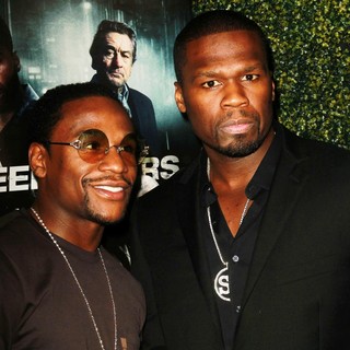 Floyd Mayweather, Jr., 50 Cent in The Lionsgate Home Entertainment and Grindstone VIP Screening of Freelancers