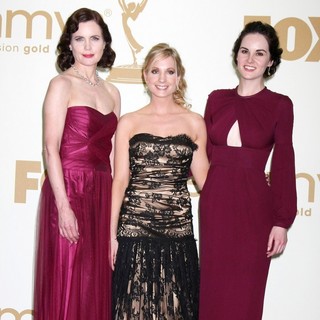 Elizabeth McGovern, Joanne Froggatt, Michelle Dockery in The 63rd Primetime Emmy Awards - Press Room