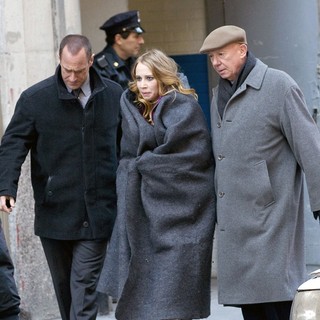 Christopher Meloni, Dann Florek in The Film Set of Law and Order: Special Victims Unit
