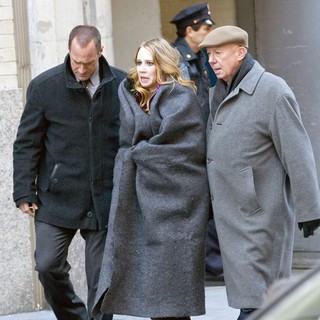 Christopher Meloni, Dann Florek in The Film Set of Law and Order: Special Victims Unit