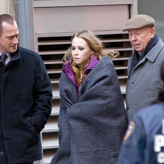 Christopher Meloni, Dann Florek in The Film Set of Law and Order: Special Victims Unit