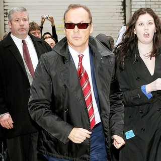 Michael Keaton in Michael Keaton Outside Ed Sullivan Theatre for The Late Show with David Letterman