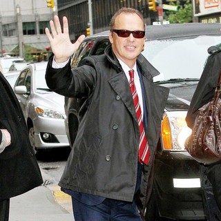 Michael Keaton in Michael Keaton Outside Ed Sullivan Theatre for The Late Show with David Letterman