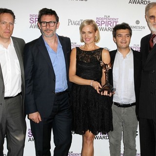 Richard Middleton, Michel Hazanavicius, Penelope Ann Miller, Thomas Langmann, James Cromwell in 27th Annual Independent Spirit Awards - Press Room