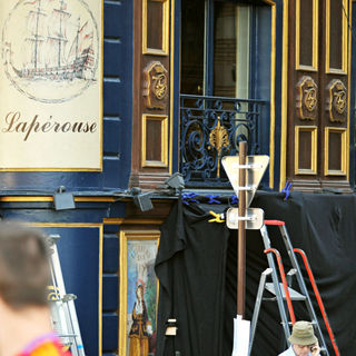 Woody Allen in On The Set of His New Film 'Midnight in Paris' at Restaurant Laperouse