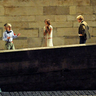 Woody Allen, Marion Cotillard, Owen Wilson in On The Set of The New Film 'Midnight in Paris' on The Dock of Seine