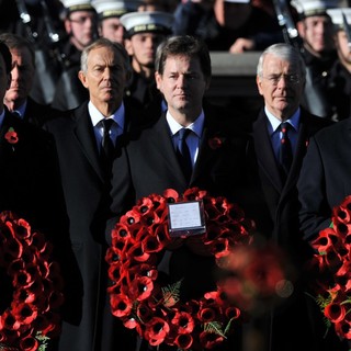 Ed Miliband, Tony Blair, Nick Clegg, John Major, David Cameron in Sunday Commemorating Sacrifices of The Armed Forces