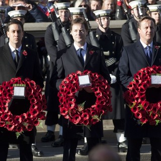Ed Miliband, Nick Clegg, John Major in Sunday Commemorating Sacrifices of The Armed Forces