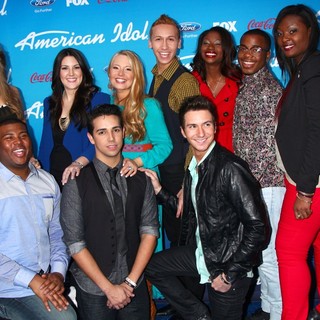Angie Miller, Kree Harrison, Janelle Arthur, Devin Velez, Amber Holcomb, Burnell Taylor, Candice Glover, Curtis Finch Jr., Lazaro Arbos, Paul Jolley in FOX's American Idol Finalists Party