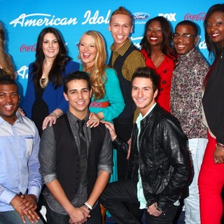 Angie Miller, Kree Harrison, Janelle Arthur, Devin Velez, Amber Holcomb, Burnell Taylor, Candice Glover, Curtis Finch Jr., Lazaro Arbos, Paul Jolley in FOX's American Idol Finalists Party
