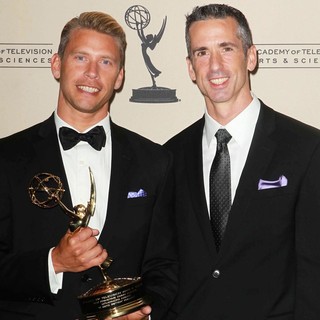 Terry Miller, Dan Savage in 2012 Creative Arts Emmy Awards - Press Room