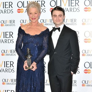 Daniel Radcliffe in The Olivier Awards 2013 - Press Room - mirren-radcliffe-olivier-awards-2013-press-room-02
