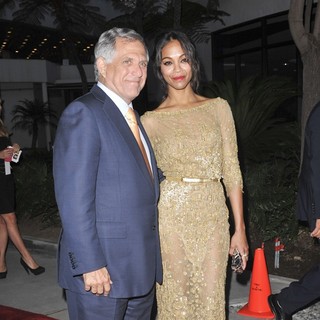 Leslie Moonves, Zoe Saldana in The Premiere of CBS Films' The Words - Red Carpet