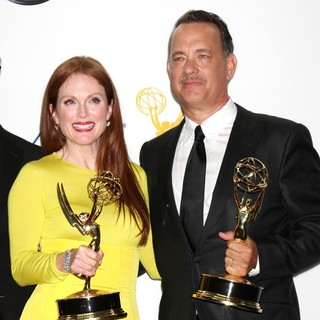 Julianne Moore, Tom Hanks in 64th Annual Primetime Emmy Awards - Press Room