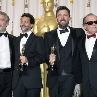 George Clooney, Grant Heslov, Ben Affleck, Jack Nicholson in The 85th Annual Oscars - Press Room