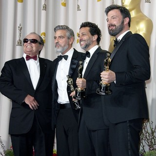 Jack Nicholson, George Clooney, Grant Heslov, Ben Affleck in The 85th Annual Oscars - Press Room