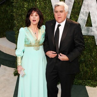 Mavis Nicholson, Jay Leno in 2012 Vanity Fair Oscar Party - Arrivals