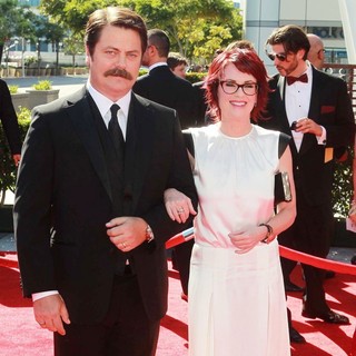 Nick Offerman, Megan Mullally in 2012 Creative Arts Emmy Awards - Arrivals