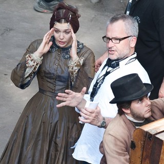 Elizabeth Olsen, Charlie Stratton in Actors on The Set of Therese Raquin Filming on Location