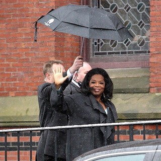 Oprah Winfrey in Oprah Winfrey Arriving at Harvard University for The Launch of The Born This Way Foundation