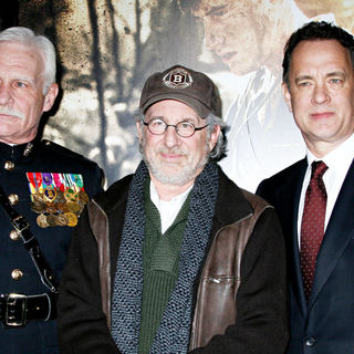 Dale Dye, Steven Spielberg, Tom Hanks in Los Angeles Premiere of HBO's new mini series 'The Pacific'