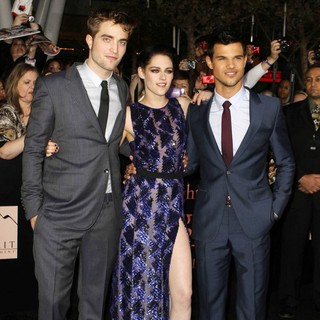 Robert Pattinson, Kristen Stewart, Taylor Lautner in The Twilight Saga's Breaking Dawn Part I World Premiere
