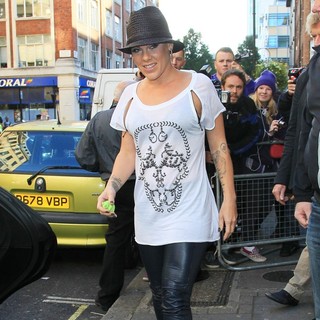 Pink in Pink Outside The BBC Radio 1 Studios
