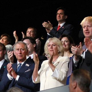 Prince Harry, Prince Charles, Camilla Parker Bowles, Boris Johnson in The Opening Ceremony of The London 2012 Olympic Games