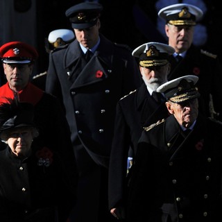 Queen Elizabeth II, Prince Edward, Prince William, Prince Michael of Kent, Prince Philip in Sunday Commemorating Sacrifices of The Armed Forces
