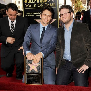 Sam Raimi, James Franco, Seth Rogen in James Franco Is Honoured with A Hollywood Star on The Hollywood Walk of Fame