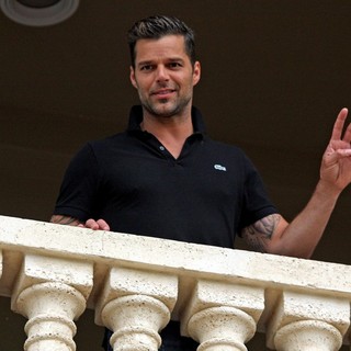 Ricky Martin in Ricky Martin Posing on A Balcony During at The Trump International Golf Club