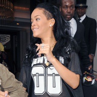 Rihanna in Rihanna Leaving Her Hotel in Tiger Print Shorts