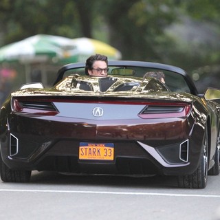 Robert Downey Jr. in Actors on The Set of The Avengers Shooting on Location in Manhattan