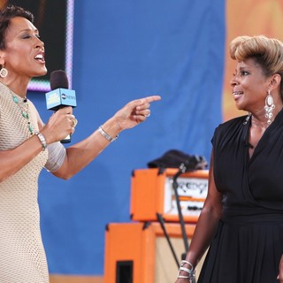 Robin Roberts (II), Mary J. Blige in Robin Roberts with Mary J. Blige at Good Morning America's Summer Concert Series