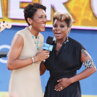 Robin Roberts (II), Mary J. Blige in Robin Roberts with Mary J. Blige at Good Morning America's Summer Concert Series