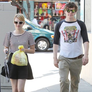 Emma Roberts, Evan Peters in Emma Roberts and Evan Peters Seen Outside A Halloween Store