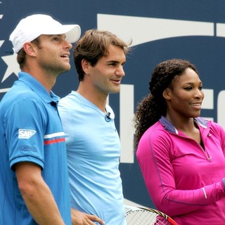 Andy Roddick, Roger Federer, Serena Williams in Arthur Ashe Kids Day 2012