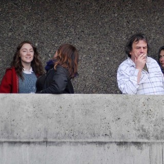 Saoirse Ronan, Neil Jordan in Gemma Arterton and Saoirse Ronan During A Break from Filming Byzantium